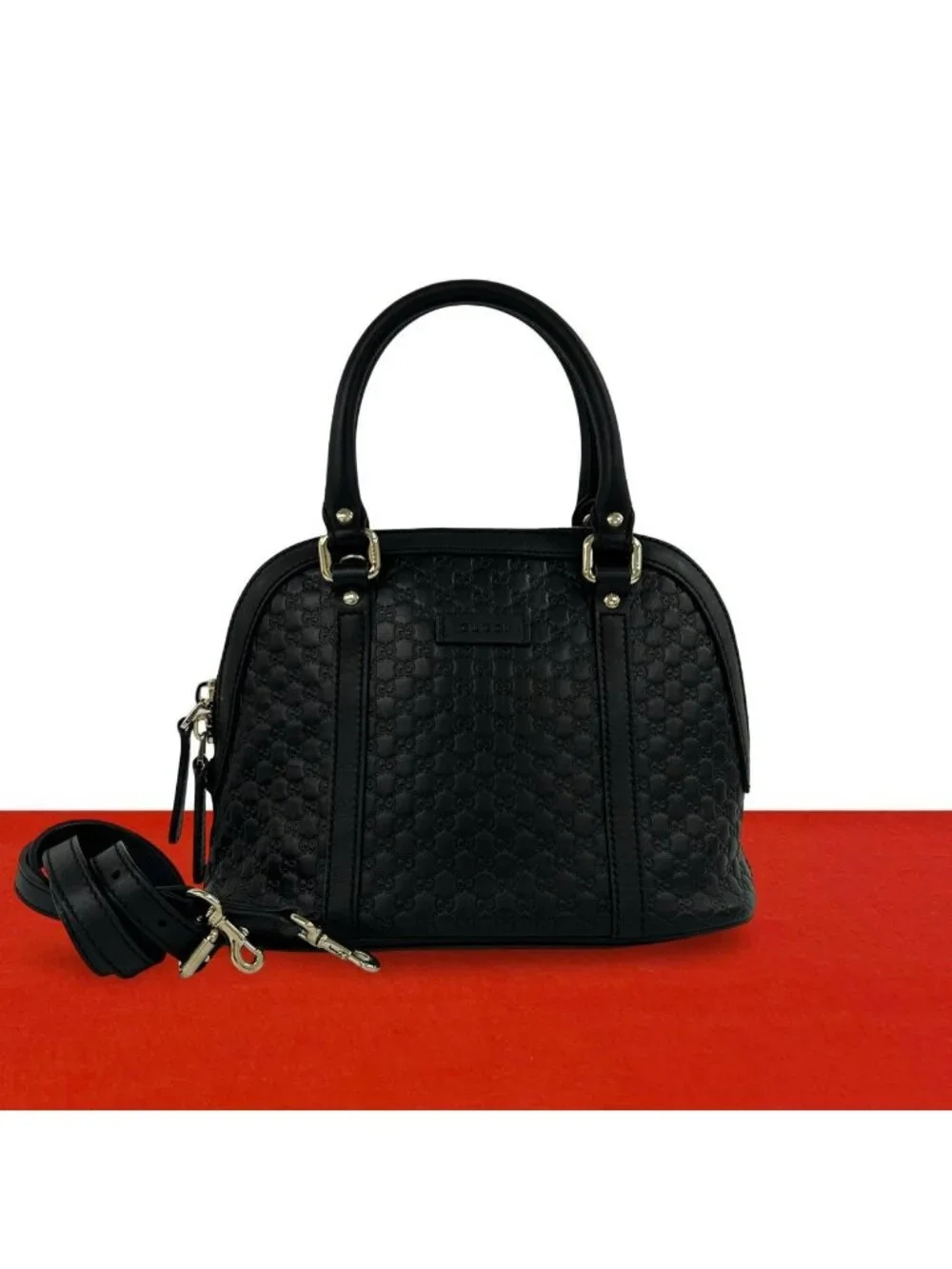 Gucci Micro Guccissima Leather 2-Way Shoulder Bag Mini Black